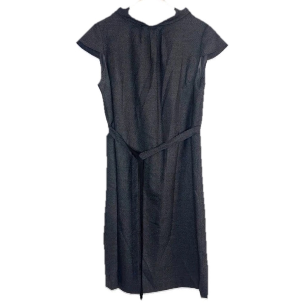 Brooks Brothers Wool Cap Sleeve Collared Gray Midi Dress Sz 14